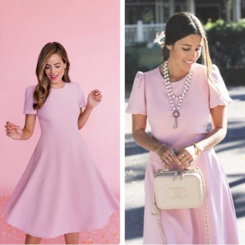 Elegant Pink Puff Sleeve Dress